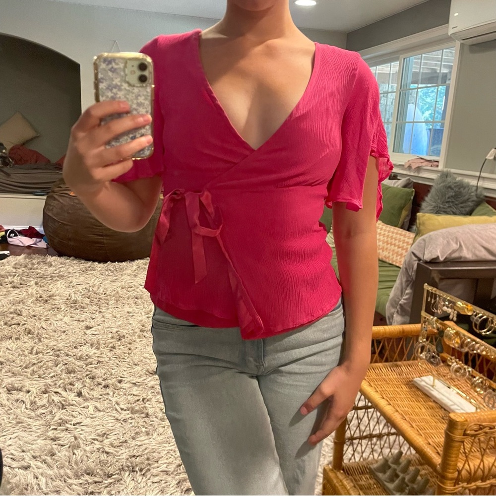 Banana republic- pink wrap shirt
